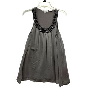 Design History Women's Gray‎ with Black Sleeveless Tank Top Blouse Size M